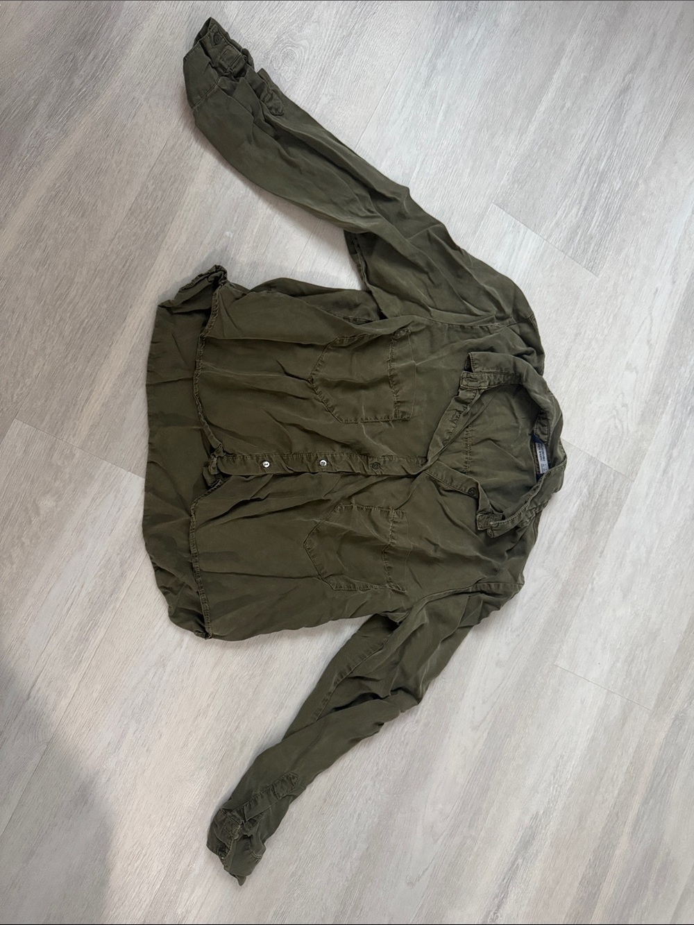 Zara Olive Green Button-Down Shirt